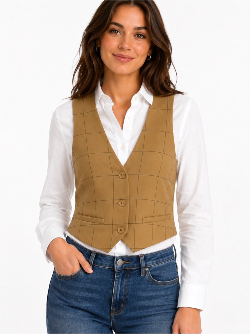 Bailey/44 Plaid Vest Brown Preppy Office Librarian Academic Grandpa Tailored XS